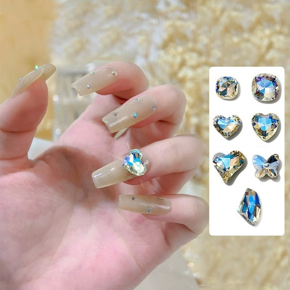 opvise 20Pcs Shaped Rhinestone Exquisite DIY Lightweight Moonlight Pointed Bottom Nail Rhinestone for Women