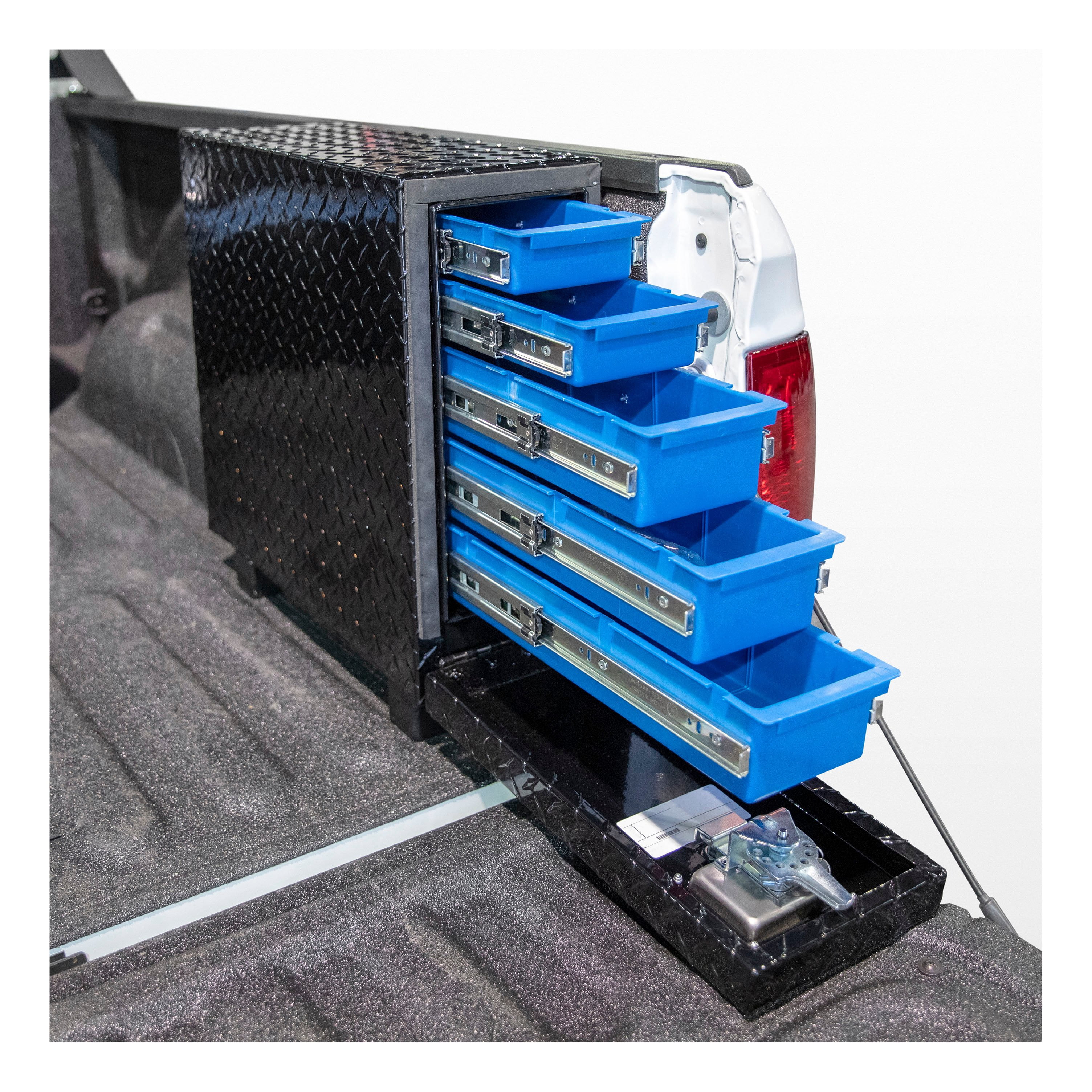 UWS EC20032 18-Inch Gloss Black Heavy-Wall Aluminum Truck Bed Tool Box with 5 Drawers