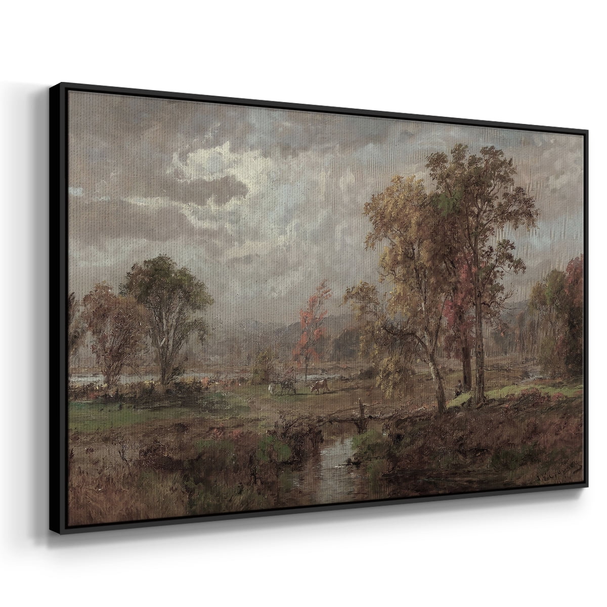Vintage Landscape-CCCXXIV By Wexford Home Framed in Black Wood Gallery Wrapped Canvas 25 in. x 37 in.