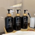 thumbnail image 6 of Shampoo and Conditioner Dispenser Set of 3, Refillable Plastic Shampoo Pump Bottles 16.9oz, Empty Body Wash Dispenser for Bathroom, Shower, Travel, Black, 6 of 6