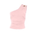 thumbnail image 3 of AherBiu One-Shoulder Tops for Women Going out Tops Sleeveless Tank Tops Slim Fitted Stretch Camisole Tshirt, 3 of 4