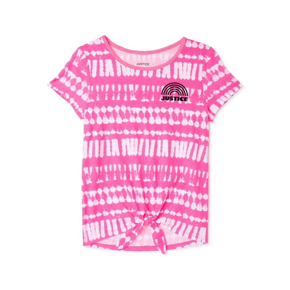 Justice - Justice Girls Shibori Tie-Dye Tie-Front Graphic T-Shirt ...