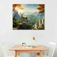 thumbnail image 2 of COMIO Farmhouse Landscape Forest Pictures Bedroom - Art  Wall Art for Kitchen -Prints- Rustic Vintage Decor for Living Room -  Deer National Park Mountain Forest Lake, 2 of 4
