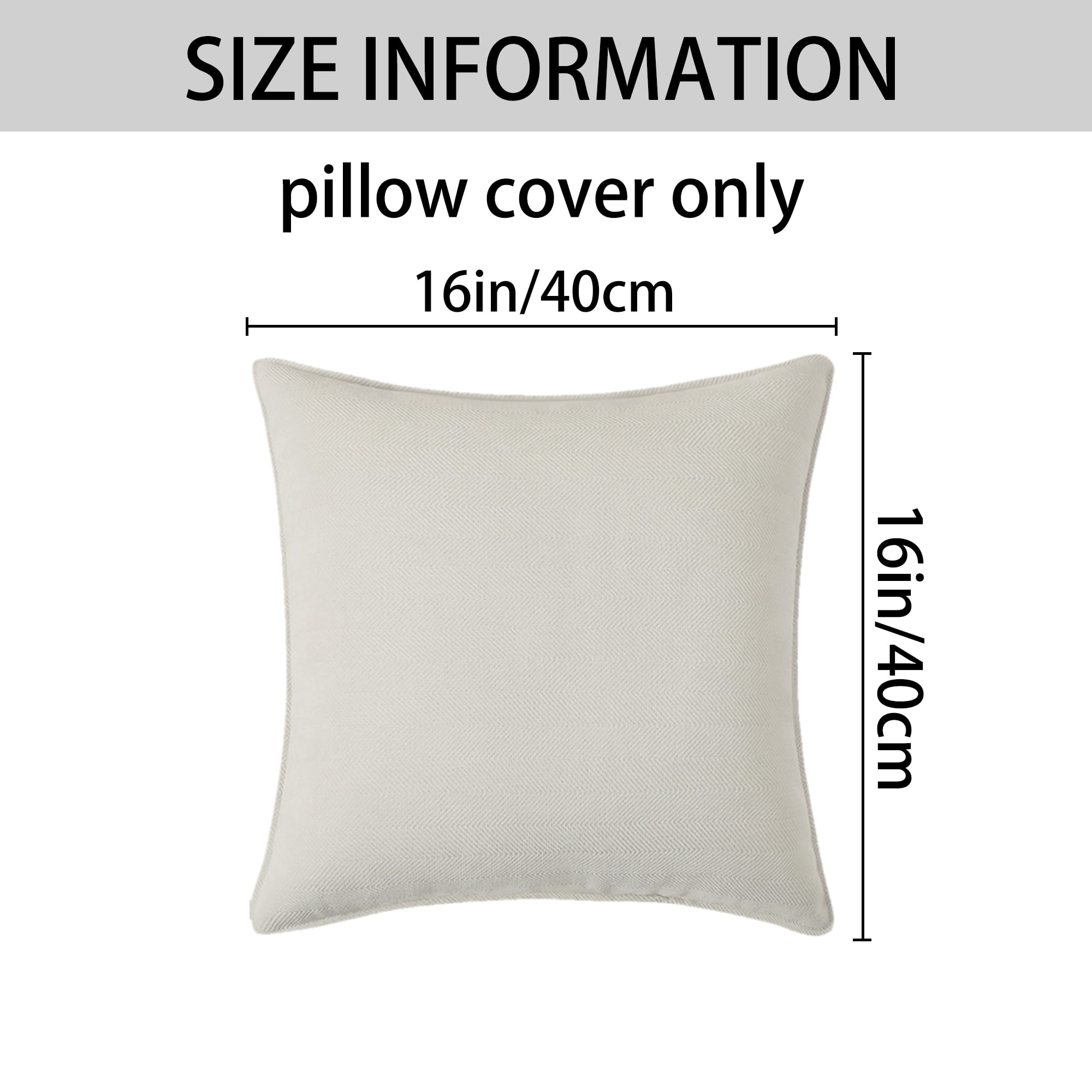 Unique Bargains Decorative Soft Chenille Pillow Covers White 16" x 16"
