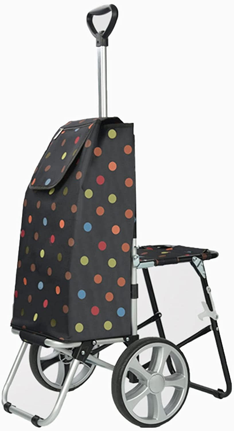 Utility Carts Grocery Cart with Wheels, Folding Seat Utility Trolley