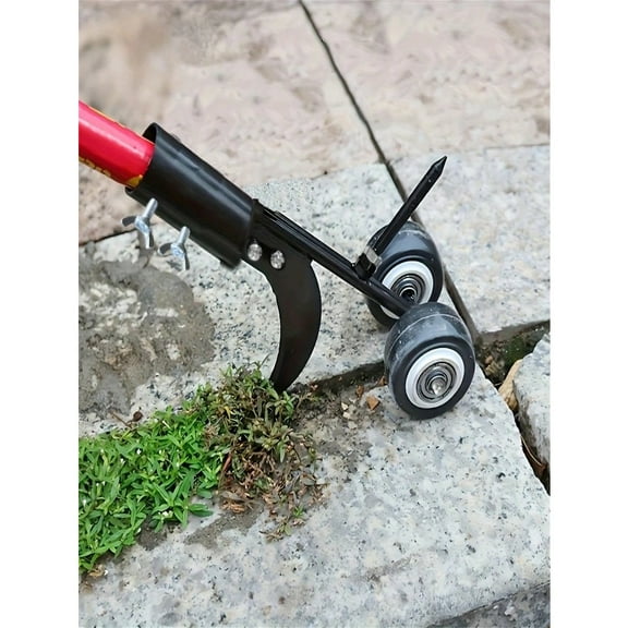 1pc Heavy Duty Metal Garden Weeding Roller - Multipurpose Crack Tool With Adjustable Handle And Swivel Wheel, Effectively Removes Weeds On Grass, Lawn And Stairs, Weeding Tool