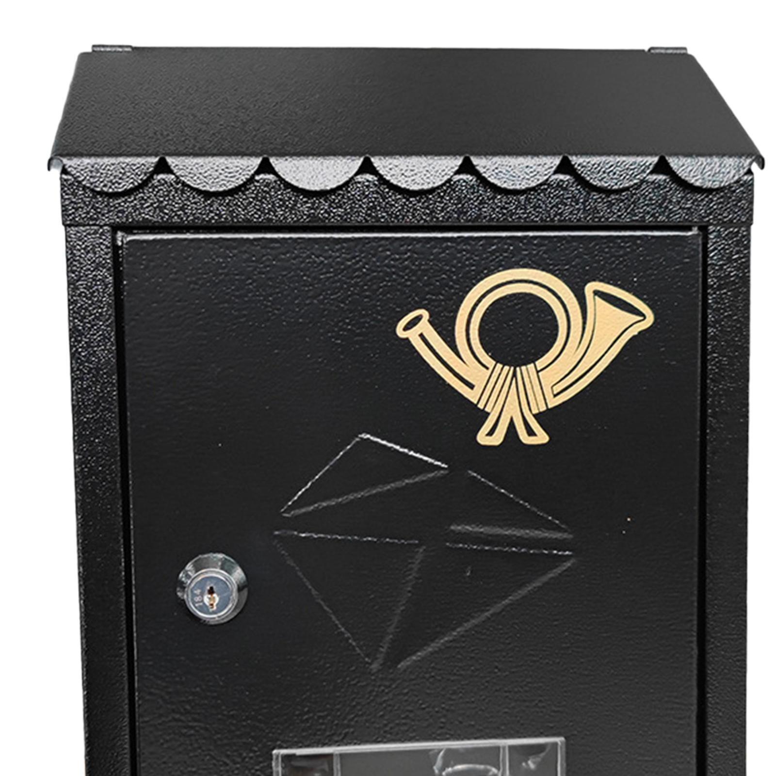 Wall Mount Mailbox Letterbox Front Door 21.5x7x30cm Outside Office Decorative Decor with Key Metal Locking Mailbox Porch Mail Box Drop Box black