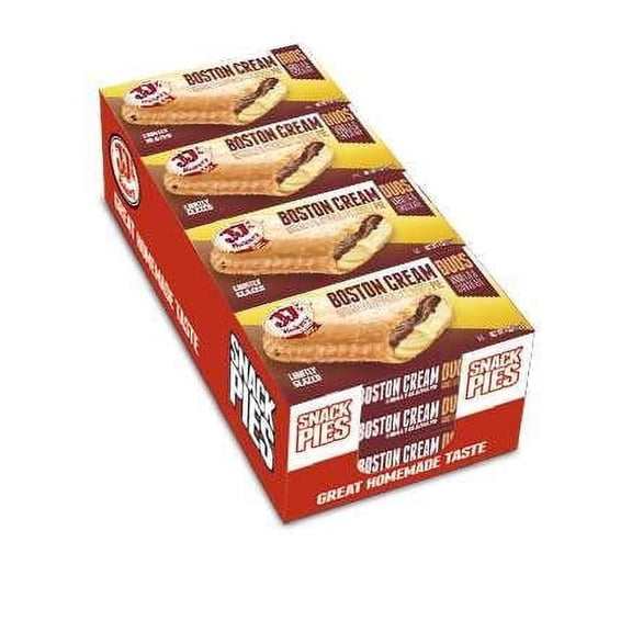 JJ's Bakery Boston Cream Snack Pies, Individually Wrapped, Nut-Free, Kosher Parve, 4 oz, Pack of 12