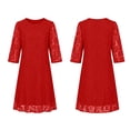 thumbnail image 4 of Odbmxy Lace Women's Midi Length Dresses Fall 3/4 Sleeve Cocktail Shift Solid Color Wedding Guest Women Dress Dressy, 4 of 6