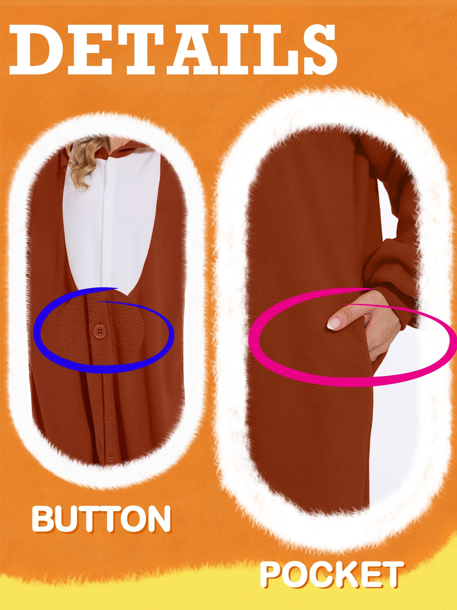 Reindeer Onesie Adults Unisex Animal Pajama Polyester One-Piece Sleepwear for Women and Men Medium