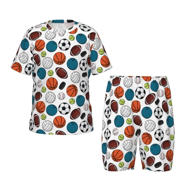 Balery Color Balls Conjunto de Pijama Infantil de Manga Corta con Estampado – Ropa de Dormir de Algodón Suave-Large
