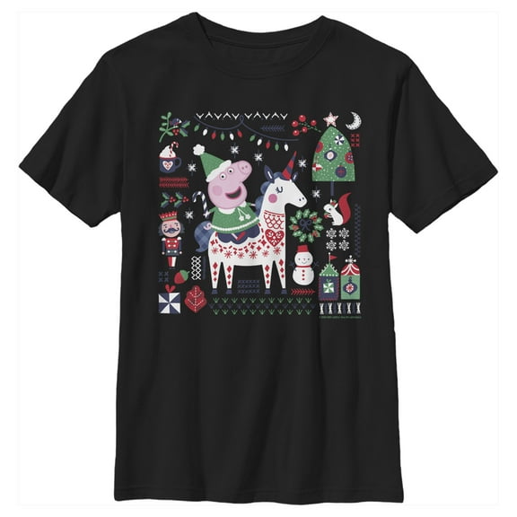 Boy's Peppa Pig Christmas Unicorn Graphic T-Shirt