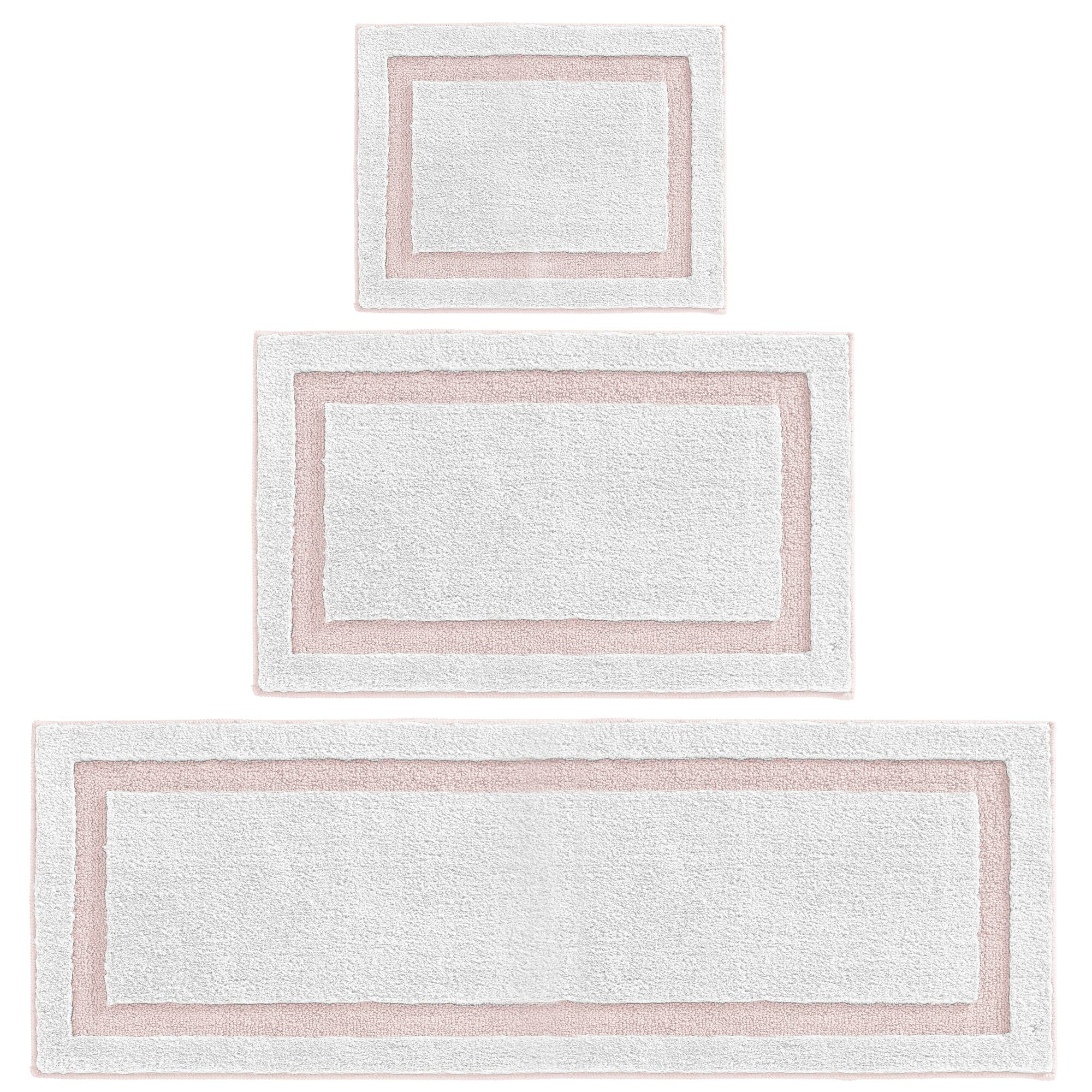 Pink and White Tufted Cotton Bath Mat Washable Bathroom Mat Soft Bathroom  Décor Rugs for Gift 