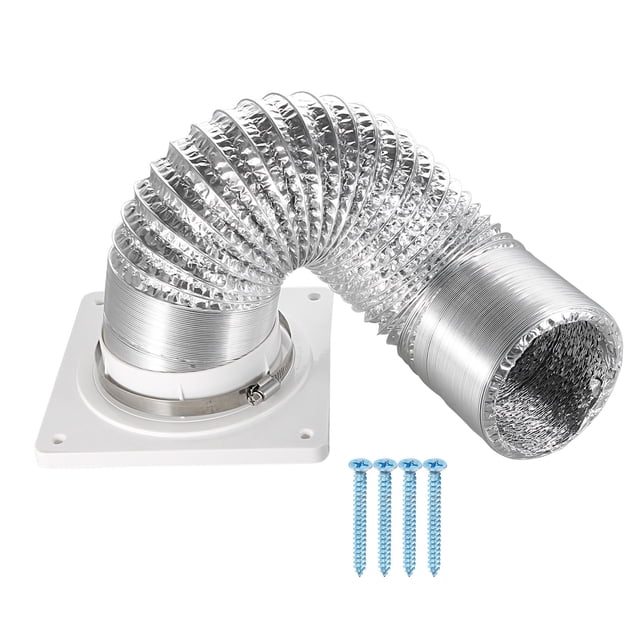 Unique Bargains 4 Inch Dryer Vent Wall Plate Adapter Ventilation Duct Flange with Hose White
