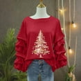 thumbnail image 5 of Yteetum Sweatshirt for Women Oversized Crewneck Christmas Pleated Ruffle Trim Pullover Hoodless Sweatshirts Tops Womens Casual Christmas Graphic Print Round Neck Loose Lantern Sleeve Xmas Sweatshirts, 5 of 5