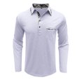 thumbnail image 5 of YYDGH Men's Fashion Polo Shirts Cotton Classic Long Sleeve Thermal Button Shirt with Pocket Casual Dressy Regular Fit Pullover Shirt, 5 of 6
