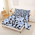 thumbnail image 2 of Manfei Vintage Leopard Print Bow Bed Sheets 4pcs for Teens Girls,Black Blue Cheetah Print King Sheets for Kids,Ultra Soft Home Decor, 2 of 5