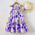 thumbnail image 6 of Rggeeun Toddler Girls Neck Patchwork Dress With Detachable Hat & Hairband Flowy Ruffle Hem Casual Summer Dresses Relaxed Fit Sundress, 6 of 9
