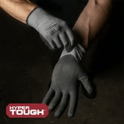 Hyper Tough Performance Grip Gloves, ANSI, Nitrile, Nylon, Spandex, Gray, Medium