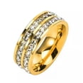 thumbnail image 3 of K-KED 18k Gold Plated 2-rows Crystal Band Ring Womens Mens Wedding Delicate Jewelry Accessories-Gold-6, 3 of 9