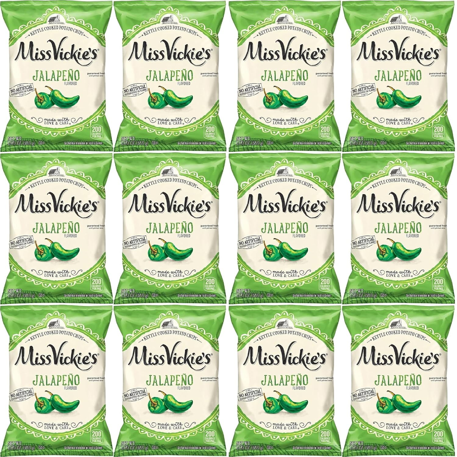 Miss Vickie's Jalapeno Potato Chips, 1.375 Oz Bags, Pack of 12, Bundled By Shoppyway