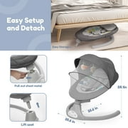 Electric Baby Swing, Caveen Infant Swing Rocker with Remote Control, 5 Sway Speeds, Bluetooth Music, Grey