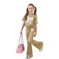 thumbnail image 5 of HUAXUN Girls 2 Piece Leopard Bow Graphic Outfit Short Sleeve Shirt and Flared Leg Pants Set Cute Fashion Clothes(Khaki,11-12 Years), 5 of 7