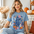 thumbnail image 3 of Spooky Haunted House Halloween T-Shirt, Cute Ghost Pumpkin Graphic Tee, Retro Fall Shirt, Spooky Season Apparel Gift - Chambray, 2XL, 3 of 5