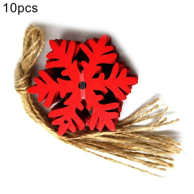 10Pcs Wooden Tree Deer Snowflake Hole Rope Hanging Ornaments Home Decor