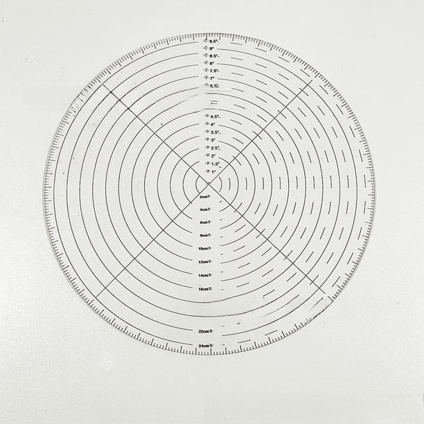 Regla acrílica de 10 pulgadas, regla de plástico, regla de costura, plantilla circular, centro transparente, acrílico, dibujo, círculo