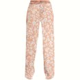 thumbnail image 3 of Kilaqueen Womens Boho Floral Pants Harem Smocked Elastic Waist Yoga Hippie Wide Leg Palazzo Fall Causal Loose Straight Leg Lounge Pant, 3 of 5