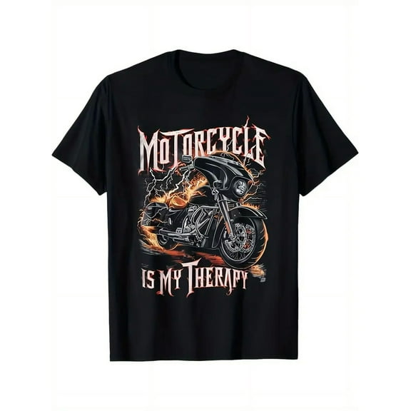 Bikers Street Glide Cool Motorcycle Is My Therapy Men Retro T-Shirt