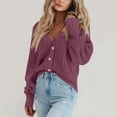 thumbnail image 6 of Women Long Sleeve V Neck Button Down Sweater Jackets Outerwear Casual Loose Fit Solid Color Short Crop Knitwear Cardigan, 6 of 9