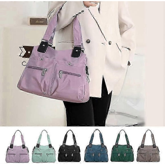 Waterproof,large Capacity Multi Pocket Nylon Shoulder Bag, Utility Tote Bag With Pockets And Compartments For Women