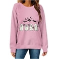 thumbnail image 5 of Yteetum Halloween Sweatshirts Women Long Sleeve Ghost Pumpkin Graphic Print Crewneck Pullover Sweatshirt Fall Loose Comfy Spooky Season Round Neck Sweatshirt Holiday Tops, 5 of 6