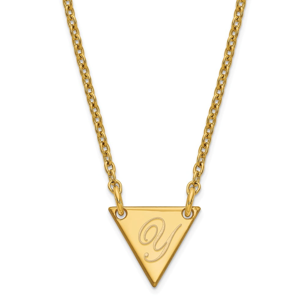 Solid 14k Yellow Gold Tiny Triangle Script Initial Letter Y Pendant