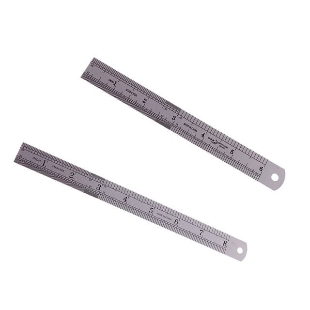 DYNWAVECA 2X Steel Rulers, Metal Ruler, Stainless Steel Ruler, Ruler Inches Centimeters, Drawing Ruler, Measuring Ruler, 6 inch Ruler, 8 inch Ruler