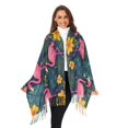 thumbnail image 3 of FORMRS Womens Scarf Winter Soft Long Big Warm Shawls Wrap Tassel Scarves, Yellow Floral Flamingo, 3 of 9