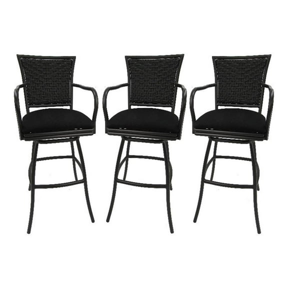 Set of 3 - Outdoor Indoor Counter 26" Bar Stool - Erin on Brown Frame