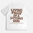 thumbnail image 3 of Women's Christian Cotton Tee - 'Living Proof of a Loving God' Scripture Tops, 3 of 6