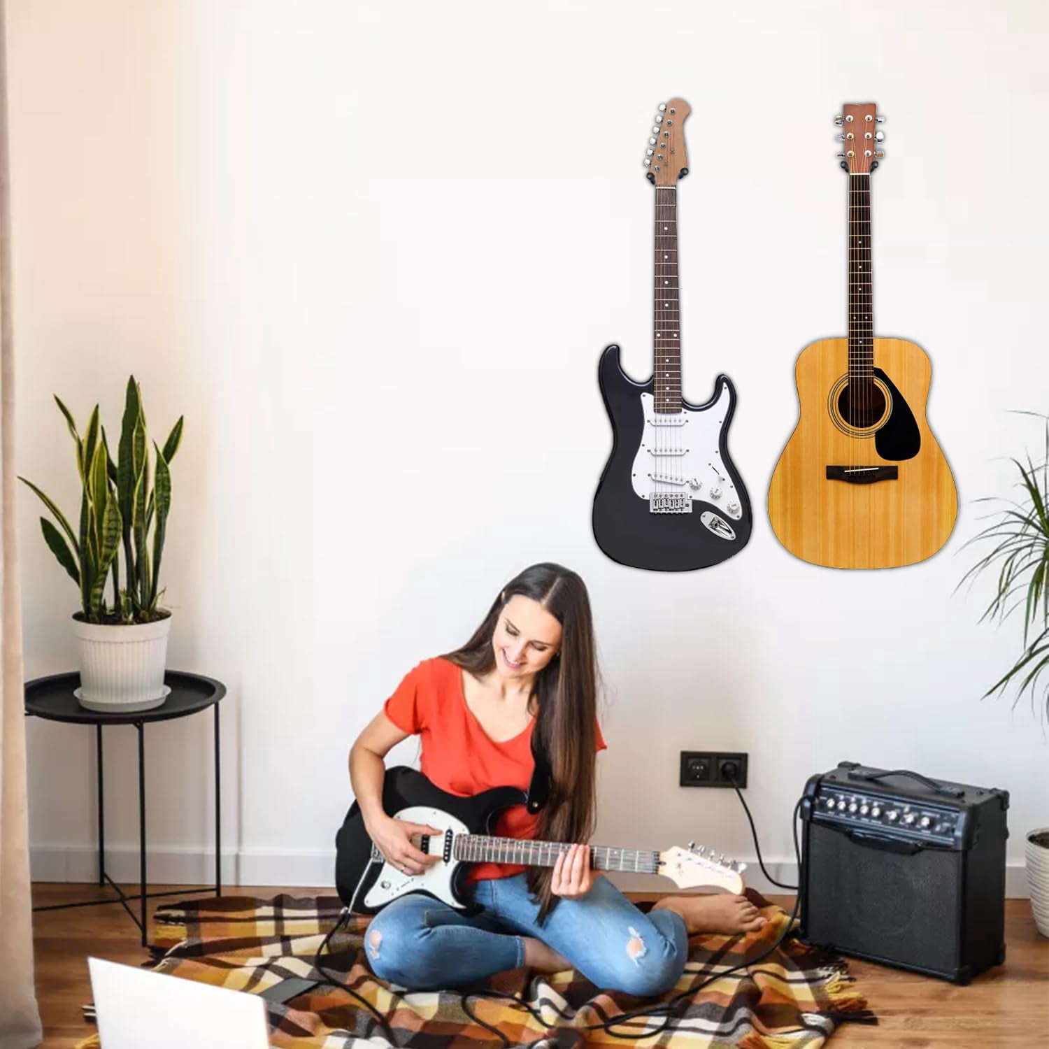 Guitar Wall Mount 3 Pack  Acacia Hardwood Hanger U-shaped Holder Hook Stand For Acoustic Electric Banjo Bass Player Men Boy