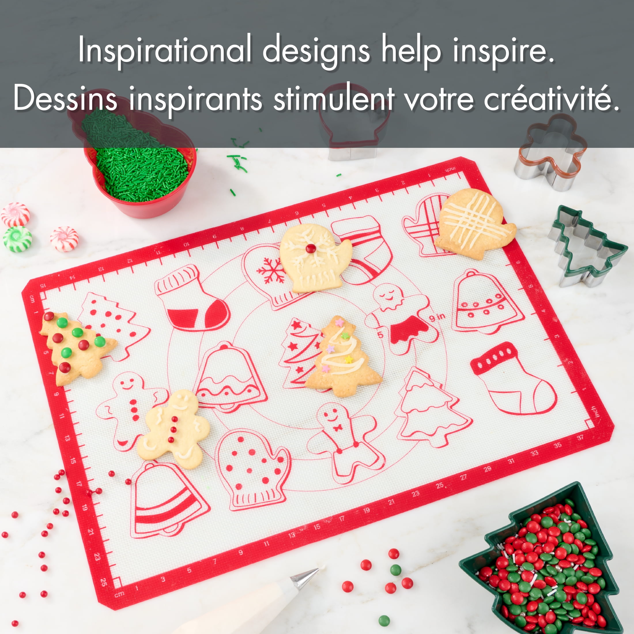 Holiday Time Silicone Baking Mat, Red and White