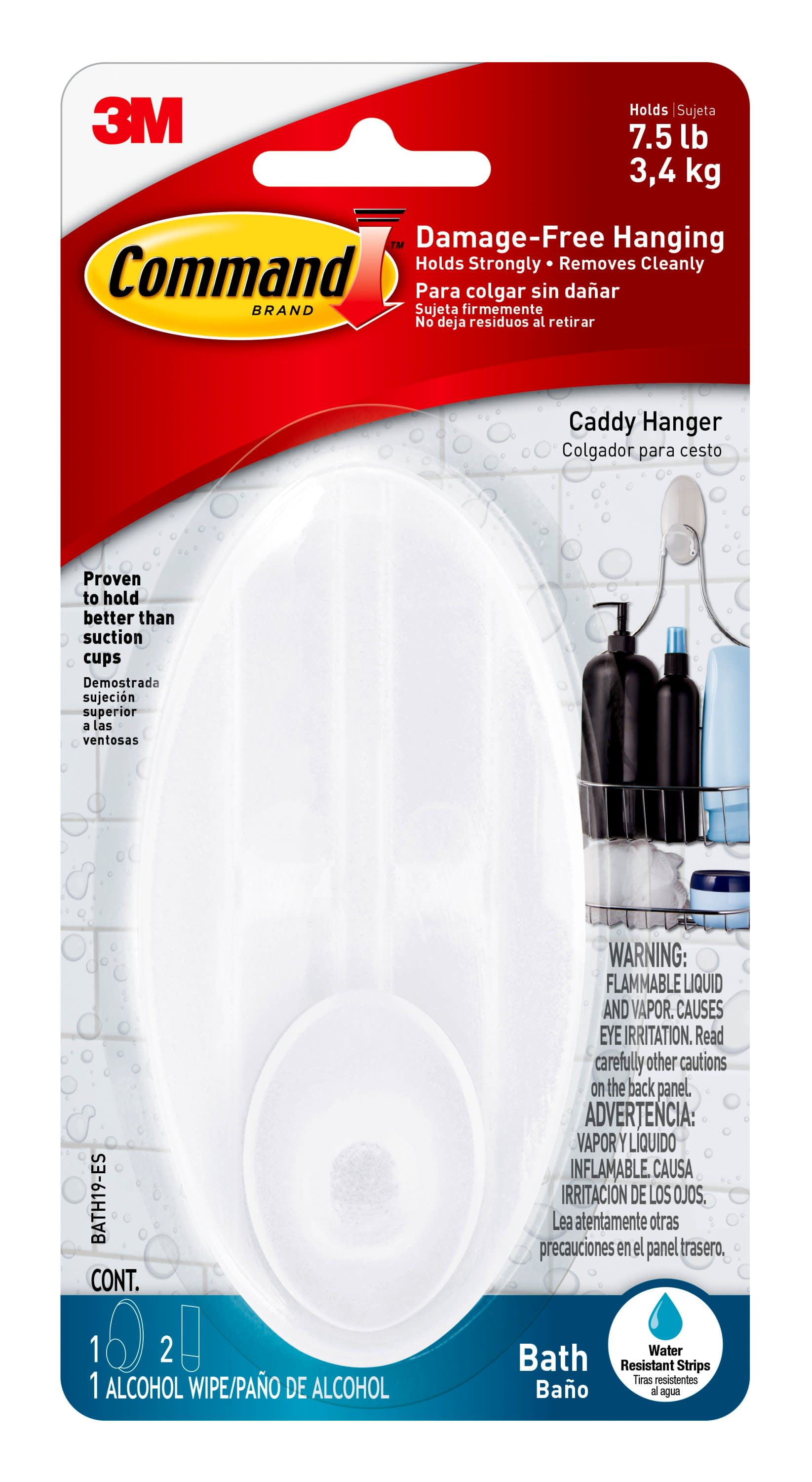 Command Large Caddy Hanger, Frosted, 1 Wall Hanger, 2 Large Strips, Bathroom Organization