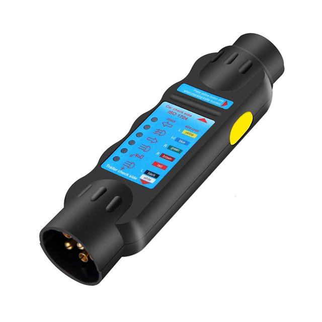 Sidaley Probador de enchufe y enchufe para remolque de coche, camión, 12V, plástico, 7 pines, probador de enchufe para remolque Accesorios para vehículos recreativos