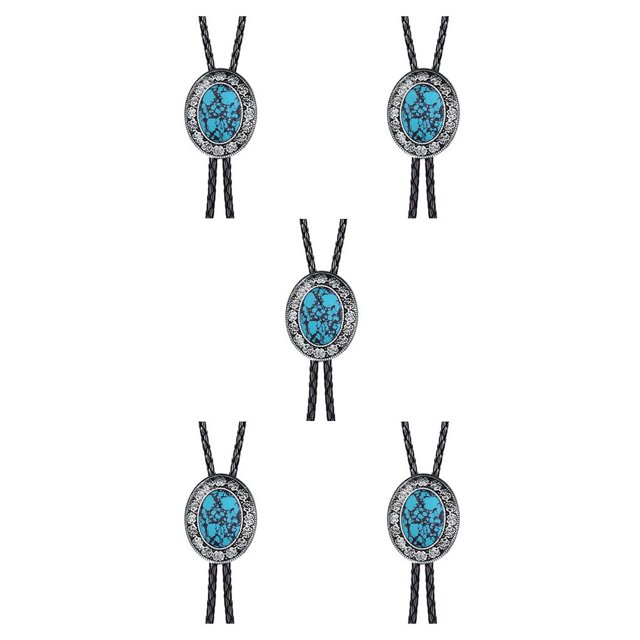 Qarigey Bolo Tie para hombre Corbatas hechas a mano Colgante Collar Corbatas Decoraciones para el día de San Valentín Adornos Regalo de turquesa oscuro 5piezas