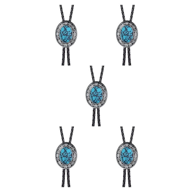 Qarigey Bolo Tie para hombre Corbatas hechas a mano Colgante Collar Corbatas Decoraciones para el día de San Valentín Adornos Regalo de turquesa oscuro 5piezas