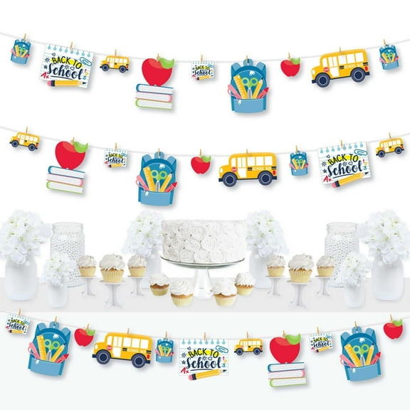 Big Dot of Happiness Back to School - First Day of School Classroom DIY Decorations - Clothespin Garland Banner - 44 Pieces