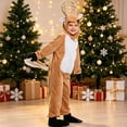 thumbnail image 4 of Coerni Toddler Kids Reindeer Onesie Cute Antler Hood One‑Piece Jumpsuit Boys Girls Soft Plush Loungewear Christmas Halloween Dress-Up Party, 4 of 6