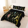 thumbnail image 2 of jejeloiu Camo Fishing Full Size Comforter Sets,Bass Rod Print Bedding Comforter Set For Boys,Green Black,Black Reversible,3 Pieces,1 Comforter and 2 Pillowcases, 2 of 7