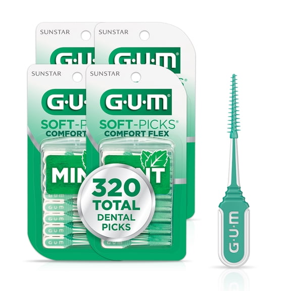GUM Soft-Picks Comfort Flex Mint, Dentist Recommended Dental Picks, 80 Count (Pack of 4)